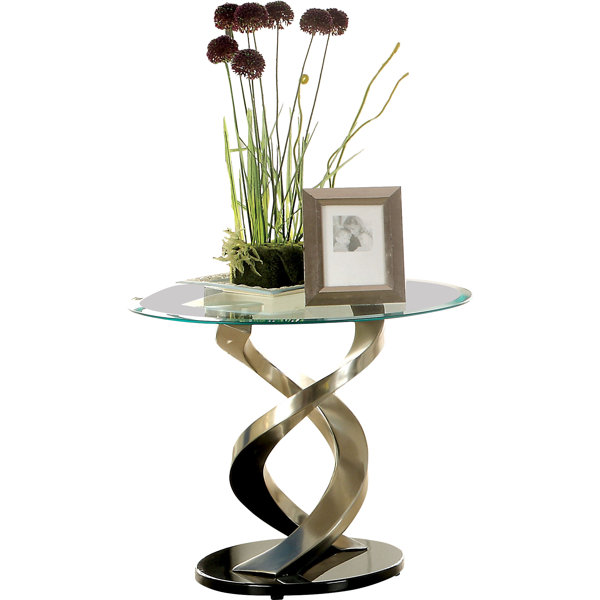 Orren Ellis Farren Glass Top Pedestal End Table & Reviews Wayfair